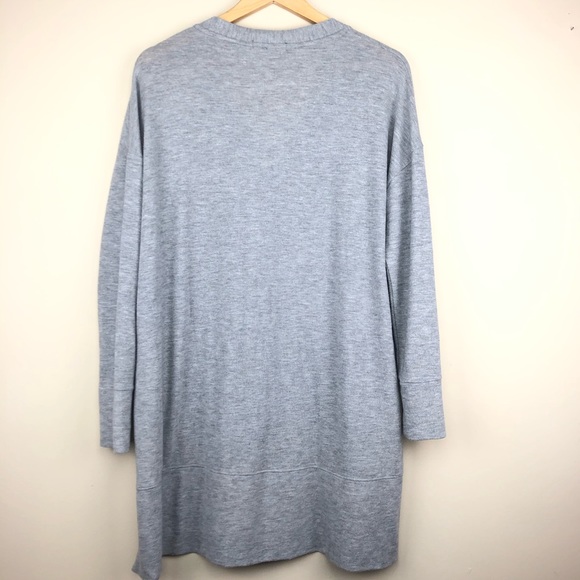 Gibson Gray Heather Oversized Hi-Low Easy Cardigan - Picture 10 of 12